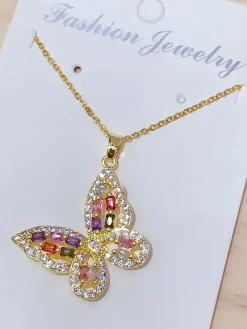 Zircon Butterfly Pendant Necklaces